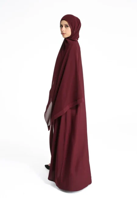 PlainBurgundyOpenAbayawithCuffSleeves-2