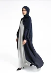 PlainNavyOpenAbayaWithCuffSleeves-1