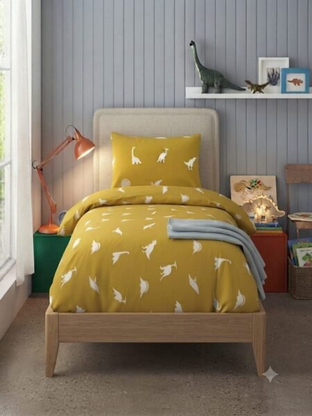 Yellow Dinosaur Character Kids Bed Sheet