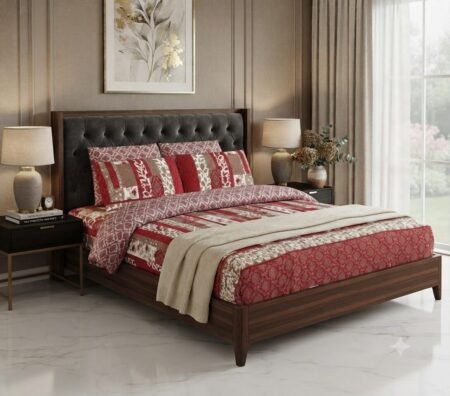 Classic Royal Red Traditional Patchwork Floral Bedsheet