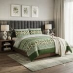 Green Color Printed Bed Sheet Z Design