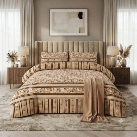 Light Brown Color Printed Bed Sheet Z Design