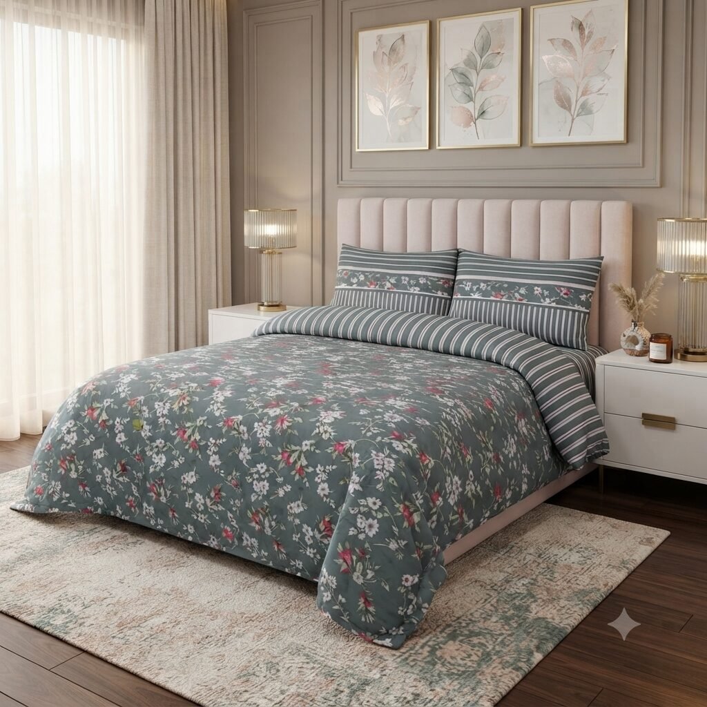 Grey Color Printed Bed Sheet Z Design Grey Color Printed Bed Sheet Z Design
