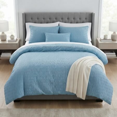 Sky Blue Palin Sheet with 2 Pillows Z Design