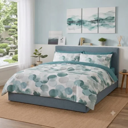 Aqua Bubble Print Cotton Bed Sheet