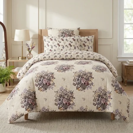 Cream Floral Bedsheet