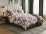 Elegant Pink Rose and Grey Leaf Bedding