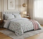 Light blue floral cotton bedsheet