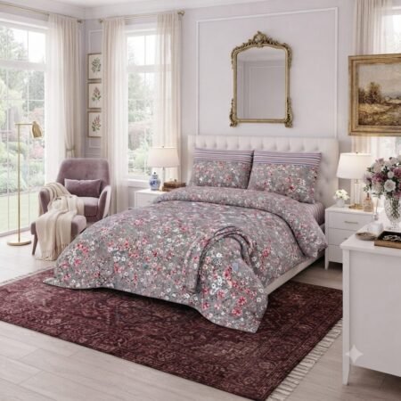 Luxury Floral Print Bed Sheet Set B
