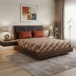 Modern Geometric Diamond Print Bed Sheet (Orange & Earth Tone)