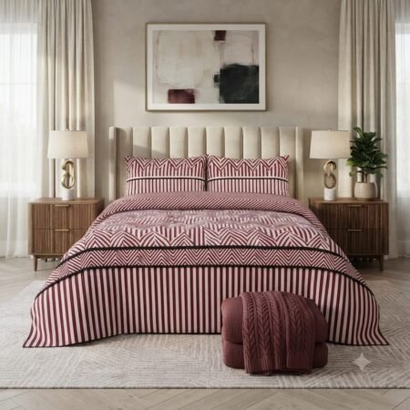 Modern Two-Tone Printed Bed Sheet Set