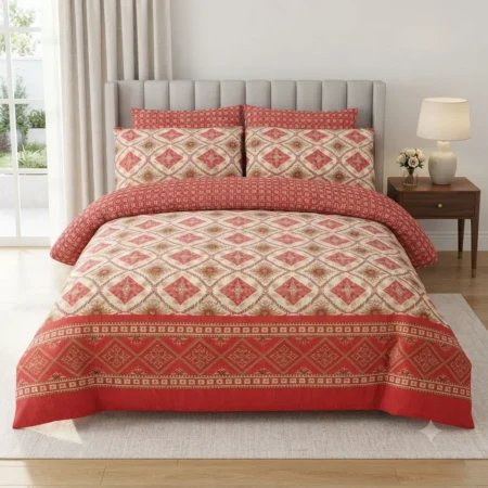Red Heritage Diamond Bed Sheet