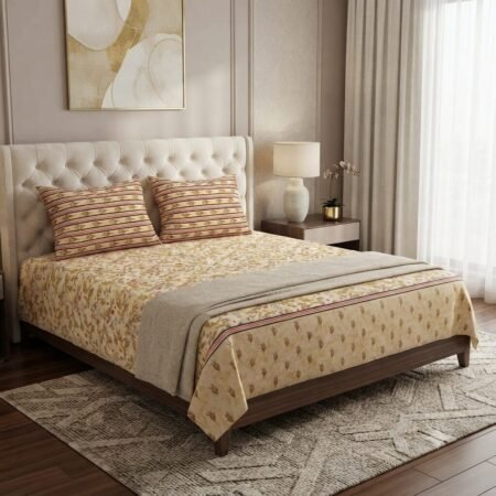 Light yellow floral print bedsheet S