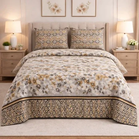 Modern Mustard & Grey Diamond Print Bedding