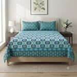 Sea Green Royal Color Printed Bed Sheet S