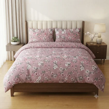 Dusty Pink Wildflower Cotton Bed Sheet