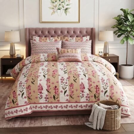 Floral Striped Bedding Set