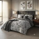 Grey Flower Printed Bed Sheet