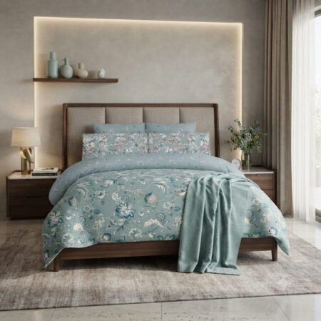 Soft Pastel Bloom & Leaf Print Bed Sheet Suite N