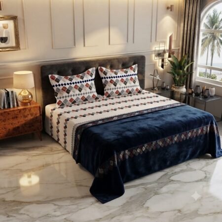Design Printed Bed Sheet With 2 Pillow Covers