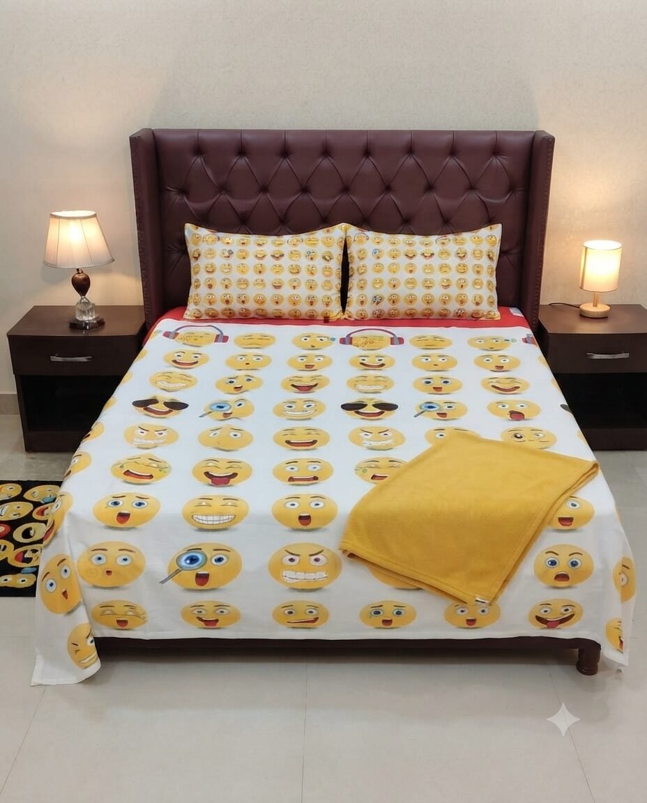 Emoji Character Kids Bed Sheet Emoji Character Kids Bed Sheet