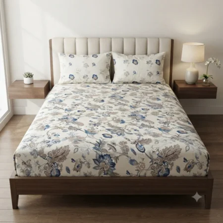Flowers Printed Bed Sheet With 2 Pillow Covers
