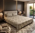 Grey Damask Printed Bed Sheet with 2 Pillow Covers – Premium Quality