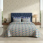 Midnight Blue Velvet Floral Bedding Set with Matching Pillow Covers