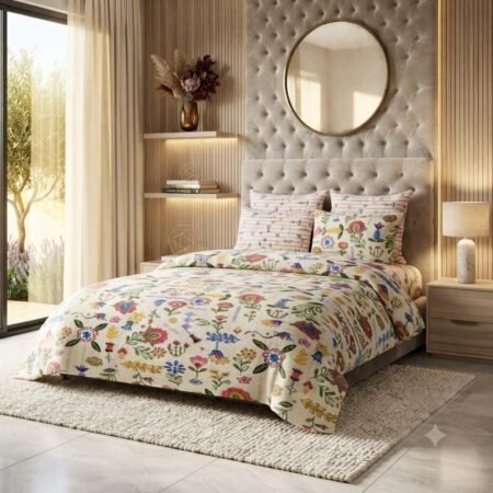 Multi Colour Printed Bed Sheet With 2 Pillow Covers