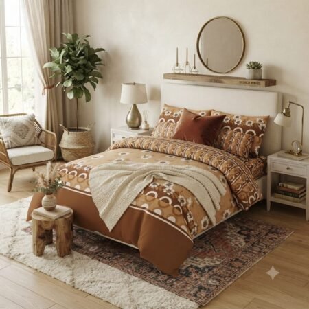Premium Floral Printed Bed Sheet Set (3-Piece)