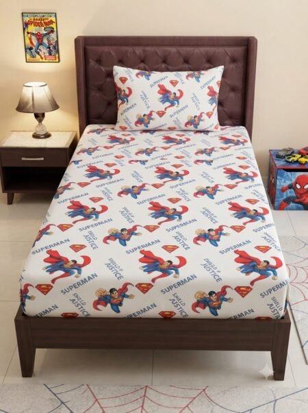 Premium Soft Fabric Superman Design Bed Sheet