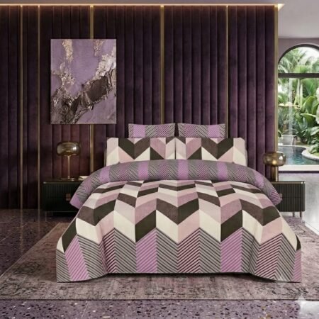 Purple Printed Bed Sheet With 2 Pillow Covers