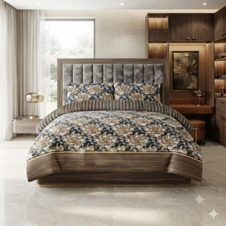 Royal Bloom & Stripe Fusion Bed Sheet Set