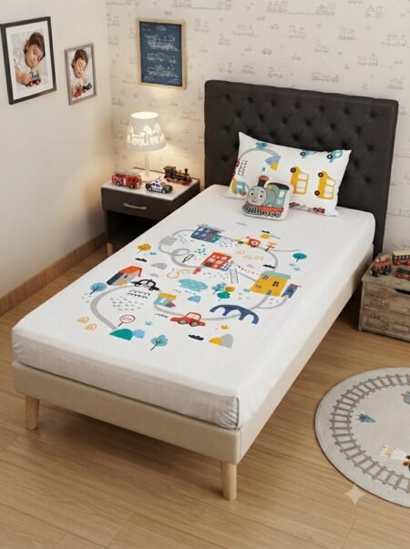 Train Kids Bed Sheet
