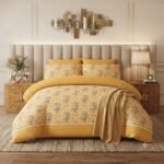 Yellow Printed Bed Sheet With 2 Pillow Covers