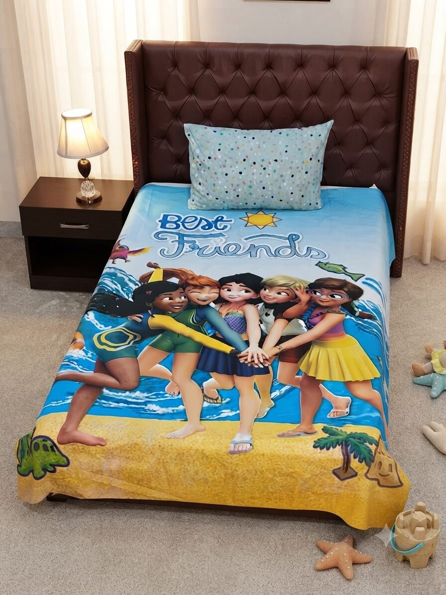 Best Friends Character Kids Bed Sheet Best Friends Character Kids Bed Sheet