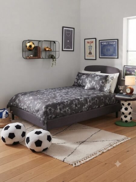 Black and White Football Theme Bedroom Bedding