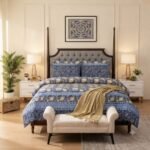 Classic Blue & Gold Ornamental Print Bedding B