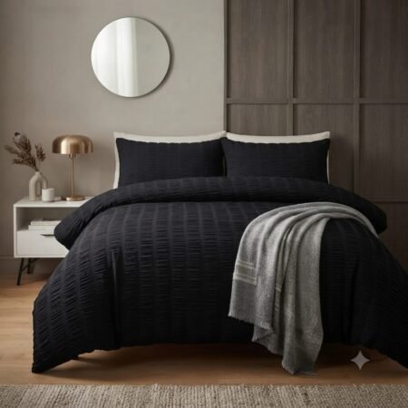 Deep Black Palin Sheet with 2 Pillows Z Design