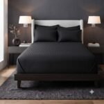 Fitted Black Stripe Bed Sheet With 2 Pillow Covers
