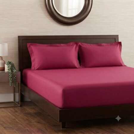 Fitted Deep Pink Palin Sheet with 2 Pillows