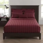 Fitted Maroon Stripe Bedding