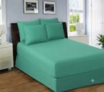 Light Green Palin Fitted Sheet With 2 Pillows