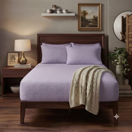 Light Purple Palin Fitted Sheet with 2 Pillows Z Design