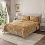 Mustard Yellow Floral Heritage Bed Sheet