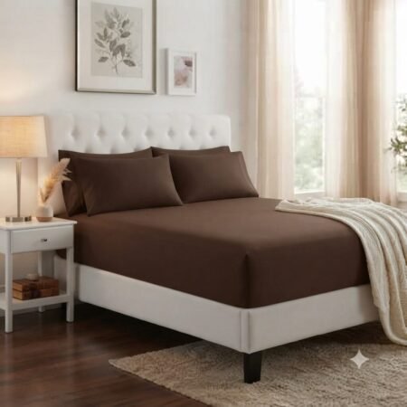 Plain Brown Fitted Bed Sheets