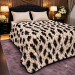 Premium Luxury Leopard Plush Comforter – Black & Cream (2)