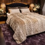 Premium Luxury Plush Blanket – Champagne Snow Leopard