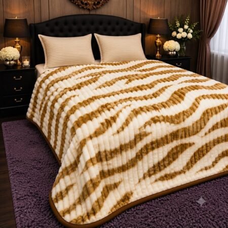 Premium Luxury Plush Blanket – Golden Zebra