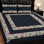 Printed Patchwork Embroidered Bed Sheet GN Design (11)